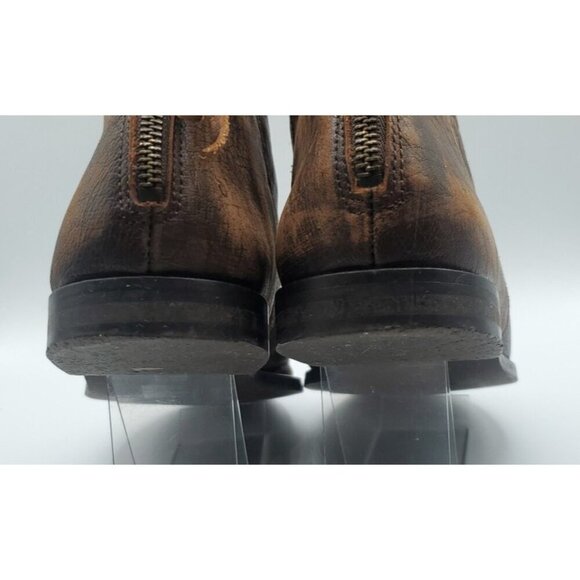 Free People Open Toe Boot Sandal Brown Distressed Leather Back Zip Size 10 - Picture 9 of 10